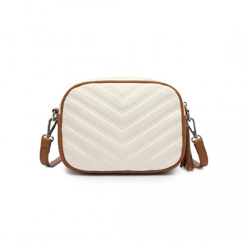 LA2119 - Miss LuLu Lightweight Quilted Leather Cross body Bag - Beige And Brown | Neil's Luggage Store
