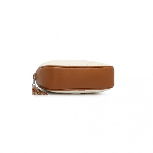 LA2119 - Miss LuLu Lightweight Quilted Leather Cross body Bag - Beige And Brown | Neil's Luggage Store