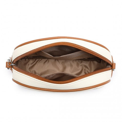 LA2119 - Miss LuLu Lightweight Quilted Leather Cross body Bag - Beige And Brown | Neil's Luggage Store