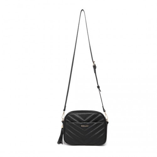 LA2119-1 - Miss LuLu Lightweight Quilted Leather Cross body Bag - Black | Neil's Luggage Store