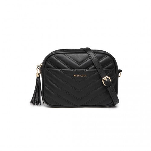 LA2119-1 - Miss LuLu Lightweight Quilted Leather Cross body Bag - Black | Neil's Luggage Store