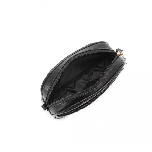 LA2119-1 - Miss LuLu Lightweight Quilted Leather Cross body Bag - Black | Neil's Luggage Store