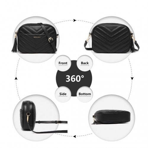 LA2119-1 - Miss LuLu Lightweight Quilted Leather Cross body Bag - Black | Neil's Luggage Store
