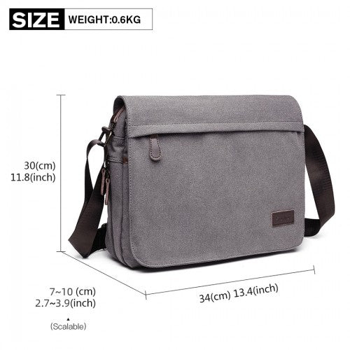 LB1925 - Kono Classic Expanding Messenger Bag - Grey | Neil's Luggage Store