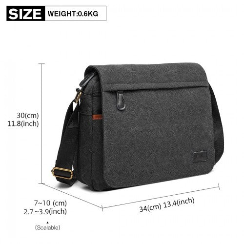 LB1925 - Kono Classic Expanding Messenger Bag - Black | Neil's Luggage Store