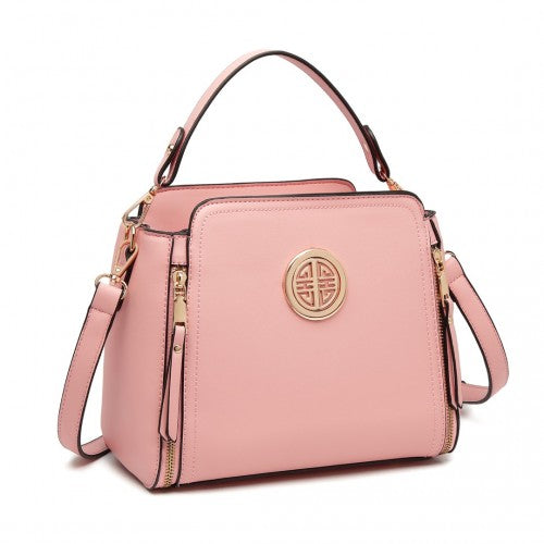 LB2126 - Miss Lulu Leather Look Practical Crossbody Bag - Pink | Neil's Luggage Store