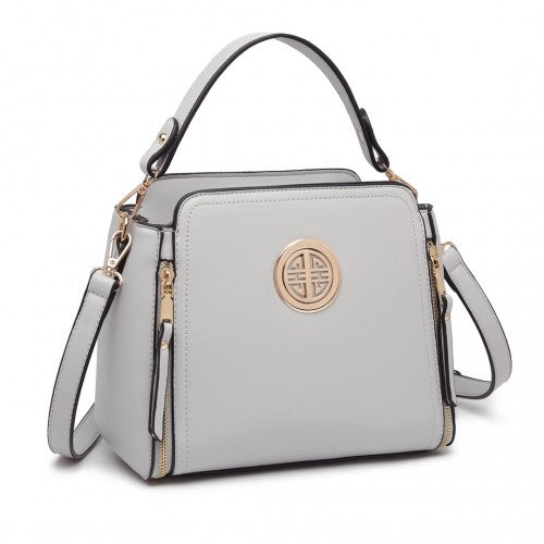 LB2126 - Miss Lulu Leather Look Practical Crossbody Bag - Grey | Neil's Luggage Store