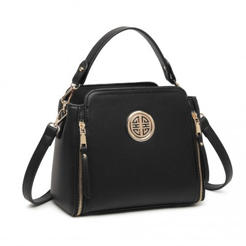 LB2126 - Miss Lulu Leather Look Practical Crossbody Bag - Black | Neil's Luggage Store