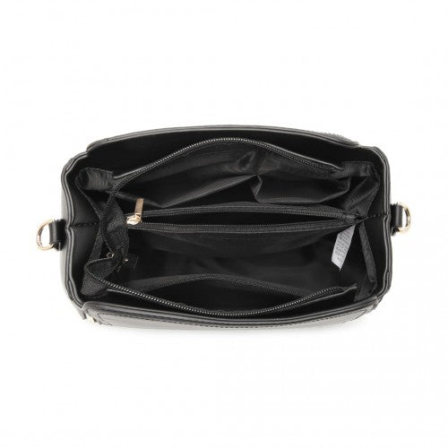 LB2126 - Miss Lulu Leather Look Practical Crossbody Bag - Black | Neil's Luggage Store
