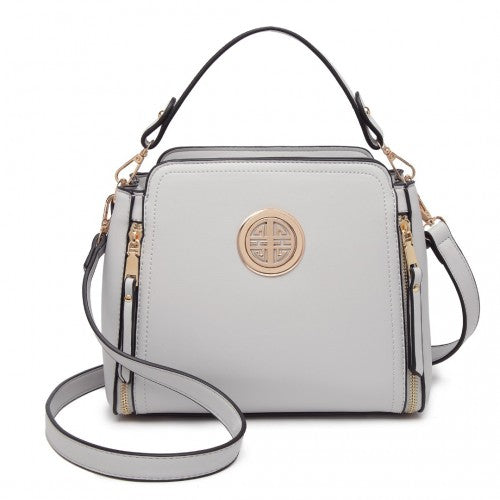 LB2126 - Miss Lulu Leather Look Practical Crossbody Bag - Grey | Neil's Luggage Store