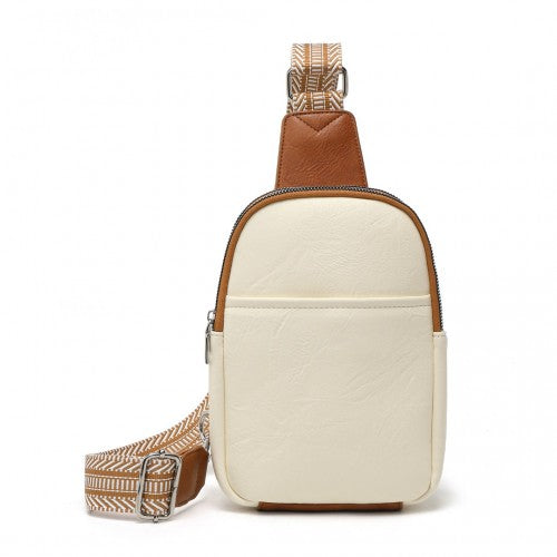LB2356 - Miss Lulu Convertible PU Leather Multi-Wear Chest Bag - Beige And Brown | Neil's Luggage Store