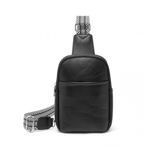 LB2356 - Miss Lulu Convertible PU Leather Multi-Wear Chest Bag - Black | Neil's Luggage Store