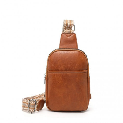 LB2356 - Miss Lulu Convertible PU Leather Multi-Wear Chest Bag - Brown | Neil's Luggage Store