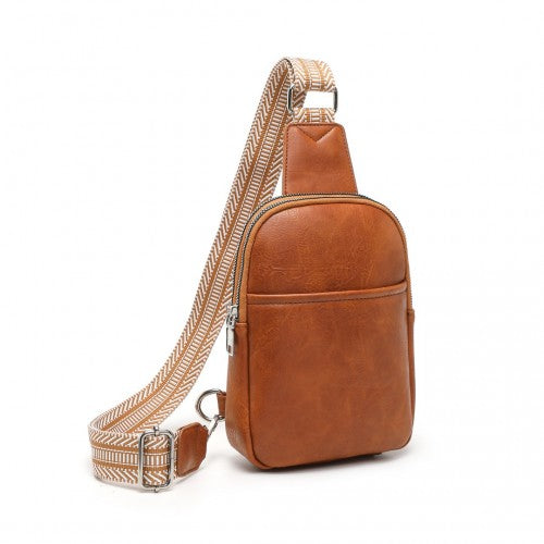 LB2356 - Miss Lulu Convertible PU Leather Multi-Wear Chest Bag - Brown | Neil's Luggage Store