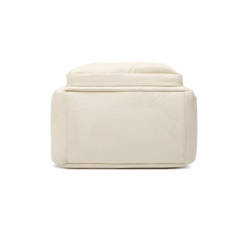 LB6907 - Miss Lulu Bowler Style Shoulder Bag - Beige And Brown | Neil's Luggage Store