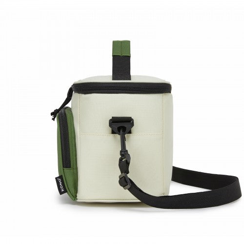 LBK2534 - Kono Insulated Lunch Bag-Water-Resistant 4-Layer Food Container, Leak-Proof, Portable with Adjustable Strap - Beige and Green | Neil's Luggage Store