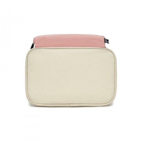 LBK2534 - Kono Insulated Lunch Bag-Water-Resistant 4-Layer Food Container, Leak-Proof, Portable with Adjustable Strap - Beige and Pink | Neil's Luggage Store
