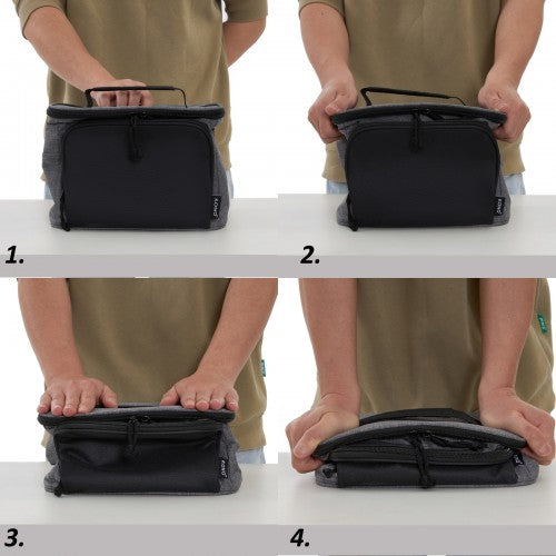 LBK2534 - Kono Insulated Lunch Bag-Water-Resistant 4-Layer Food Container, Leak-Proof, Portable with Adjustable Strap - Grey and Black | Neil's Luggage Store