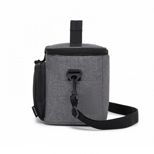 LBK2534 - Kono Insulated Lunch Bag-Water-Resistant 4-Layer Food Container, Leak-Proof, Portable with Adjustable Strap - Grey and Black | Neil's Luggage Store