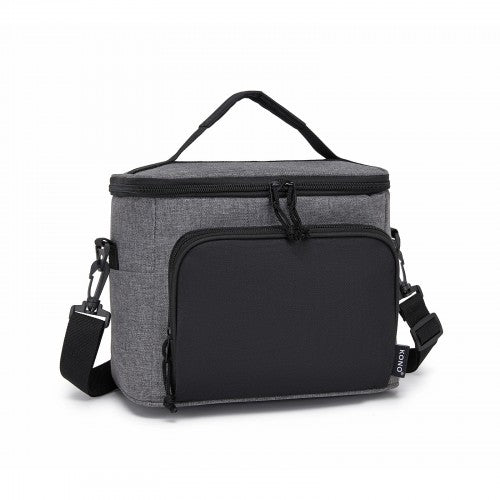 LBK2534 - Kono Insulated Lunch Bag-Water-Resistant 4-Layer Food Container, Leak-Proof, Portable with Adjustable Strap - Grey and Black | Neil's Luggage Store