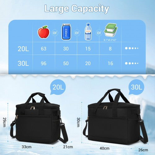 LBK2535S - Kono Small 20L Portable Lunch Bag with Enhanced Insulation–Compact & Convenient for Travel and Commuting - Black | Neil's Luggage Store