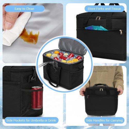 LBK2535L - Kono Large 30L Portable Lunch Bag with Enhanced Insulation–Compact & Convenient for Travel and Commuting - Black | Neil's Luggage Store