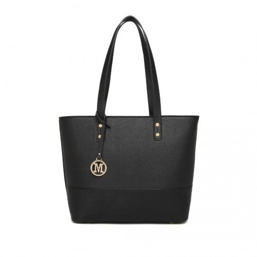 LG2023 - Miss Lulu Elegant 3-Piece Leather Look Tote Bag Set - Versatile & Chic for Every Occasion - Black | Neil's Luggage Store