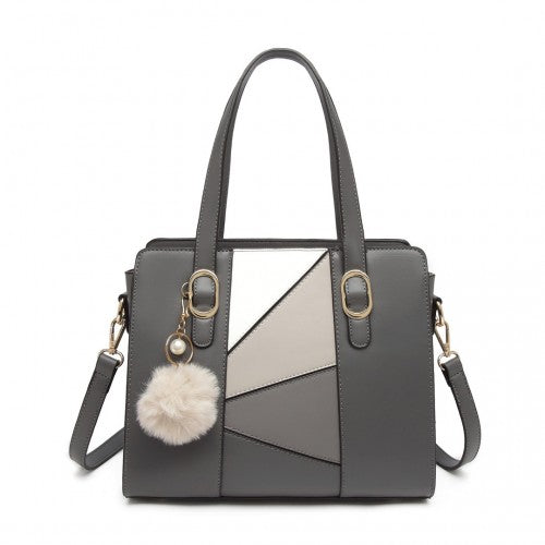 LG2051 - Miss Lulu Colour Block Cross-Body Handbag - Grey | Neil's Luggage Store
