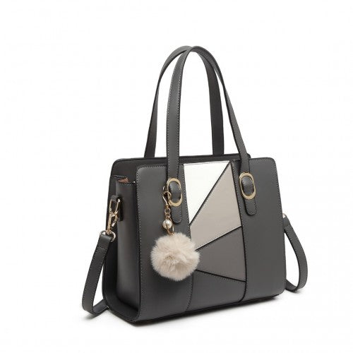 LG2051 - Miss Lulu Colour Block Cross-Body Handbag - Grey | Neil's Luggage Store
