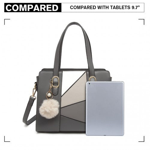 LG2051 - Miss Lulu Colour Block Cross-Body Handbag - Grey | Neil's Luggage Store