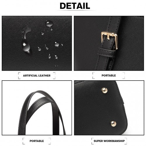 LG2110 - Miss Lulu 4 Piece Classic Sleek Handbag Set - Black | Neil's Luggage Store