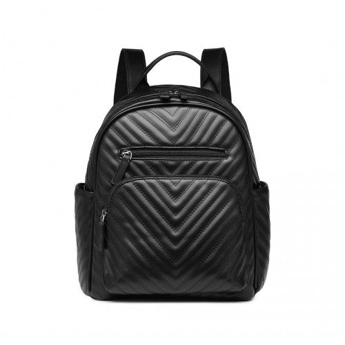 LG2323 - Miss Lulu Water-resistant Chic PU Leather Backpack - Black | Neil's Luggage Store