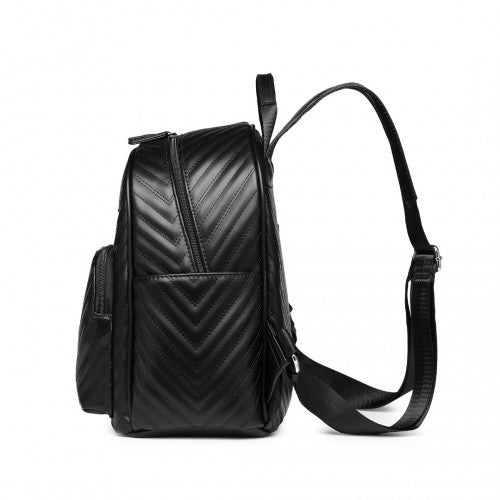 LG2323 - Miss Lulu Water-resistant Chic PU Leather Backpack - Black | Neil's Luggage Store
