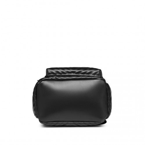 LG2323 - Miss Lulu Water-resistant Chic PU Leather Backpack - Black | Neil's Luggage Store