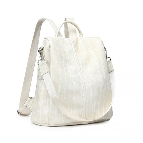 LG2333 - Miss Lulu Versatile Anti-Theft PU Leather Convertible Bag And Backpack - Beige | Neil's Luggage Store
