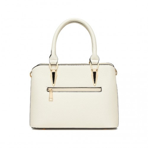 Miss Lulu Leather Look Weave Shoulder Bag Beige With Gold Hardware | Neil's Luggage Store