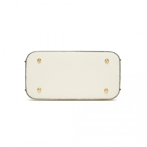 Miss Lulu Leather Look Weave Shoulder Bag Beige With Gold Hardware | Neil's Luggage Store