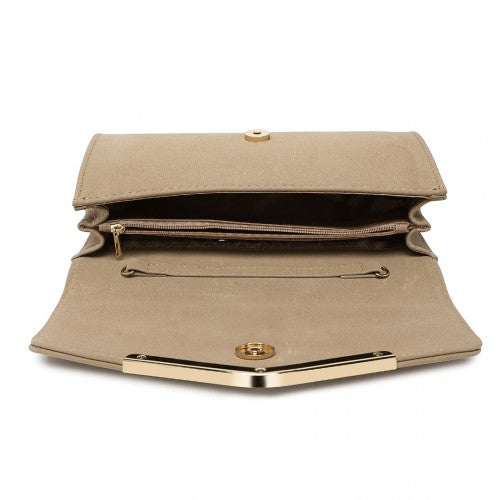Miss Lulu Leather Look Envelope Clutch Bag Khaki Crossbody Flip Cover | Neil's Luggage Store