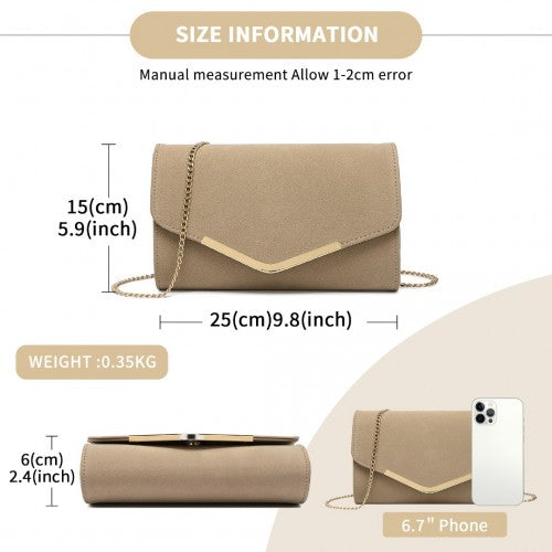 Miss Lulu Leather Look Envelope Clutch Bag Khaki Crossbody Flip Cover | Neil's Luggage Store