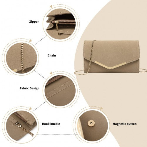 Miss Lulu Leather Look Envelope Clutch Bag Khaki Crossbody Flip Cover | Neil's Luggage Store