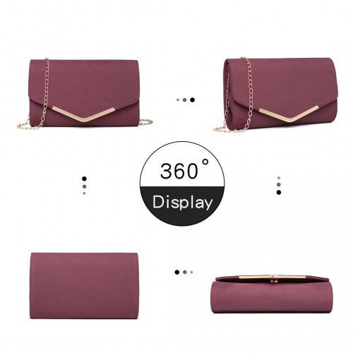 Miss Lulu Faux Leather Look Envelope Clutch Bag Red Crossbody | Neil's Luggage Store
