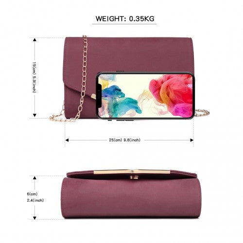 Miss Lulu Faux Leather Look Envelope Clutch Bag Red Crossbody | Neil's Luggage Store