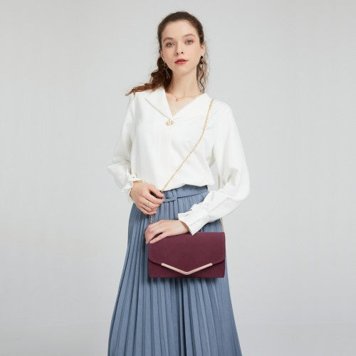 Miss Lulu Faux Leather Look Envelope Clutch Bag Red Crossbody | Neil's Luggage Store