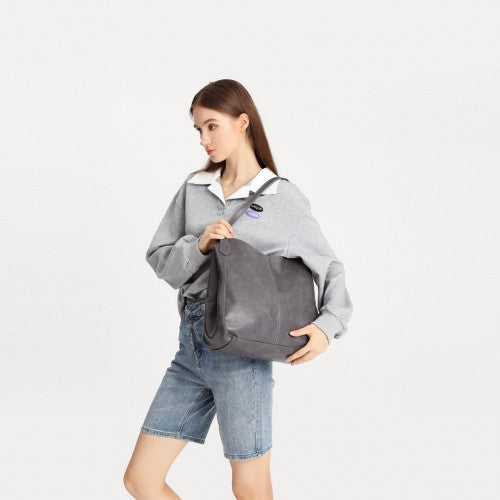 LH2230 - Miss Lulu Soft Leather Multiple Pocket Tote Shoulder Bag - Black by LuluBags