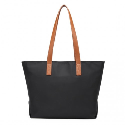 LH2240 - Miss Lulu Casual Waterproof Shopping Tote Bag - Black | Neil's Luggage Store