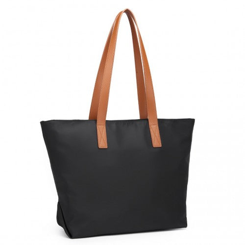 LH2240 - Miss Lulu Casual Waterproof Shopping Tote Bag - Black | Neil's Luggage Store