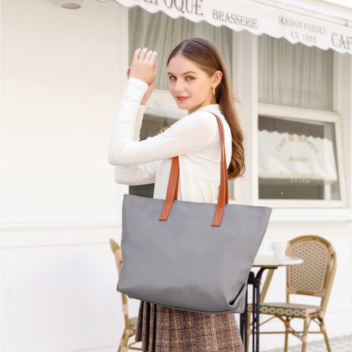 LH2240 - Miss Lulu Casual Waterproof Shopping Tote Bag - Grey | Neil's Luggage Store