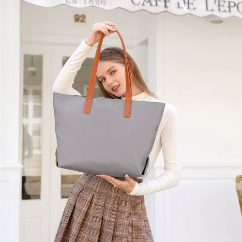 LH2240 - Miss Lulu Casual Waterproof Shopping Tote Bag - Grey | Neil's Luggage Store