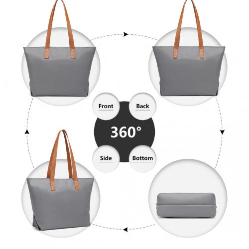 LH2240 - Miss Lulu Casual Waterproof Shopping Tote Bag - Grey | Neil's Luggage Store