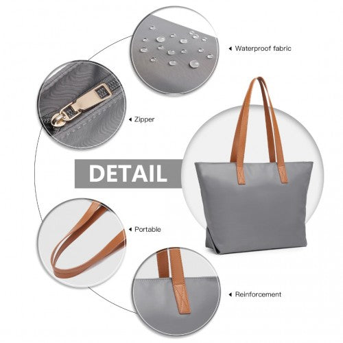 LH2240 - Miss Lulu Casual Waterproof Shopping Tote Bag - Grey | Neil's Luggage Store